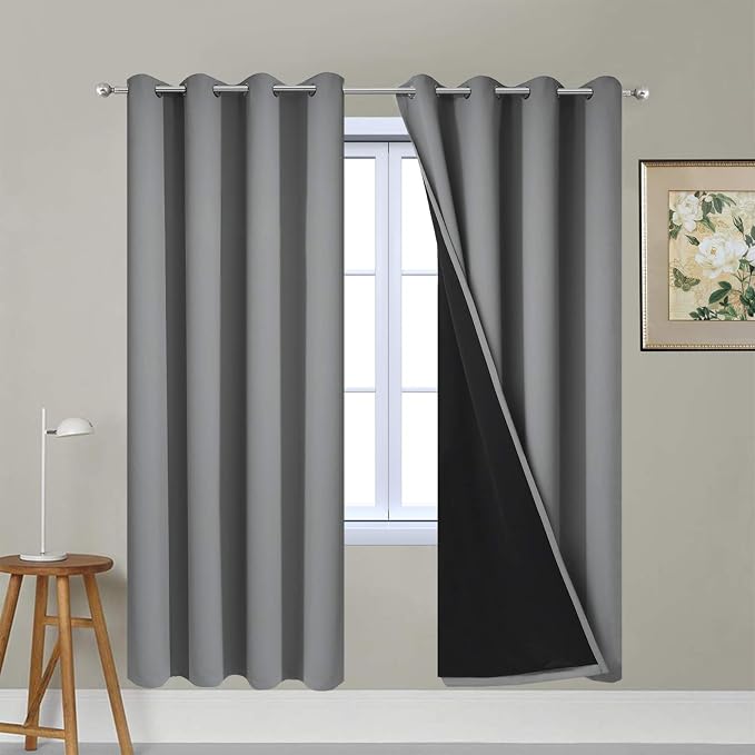 Yakamok Grey Blackout Curtains 72 Inches Long by Yakamok