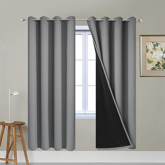 Yakamok Grey Blackout Curtains 63 Inches Long by Yakamok