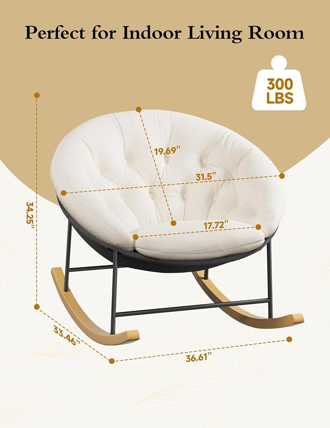 Kidirect Wide Rocking Chair Nursery, Comfy Saucer Nursery Rocking Chairs - Image 2