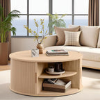 LINSY HOME Round Coffee Table, 31.5" Drum Coffee Table - Image 7