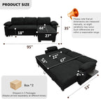 KCGKCG 93" L Shaped Sleeper Sofa Bed, Pull Out Sectional Couch - Image 2