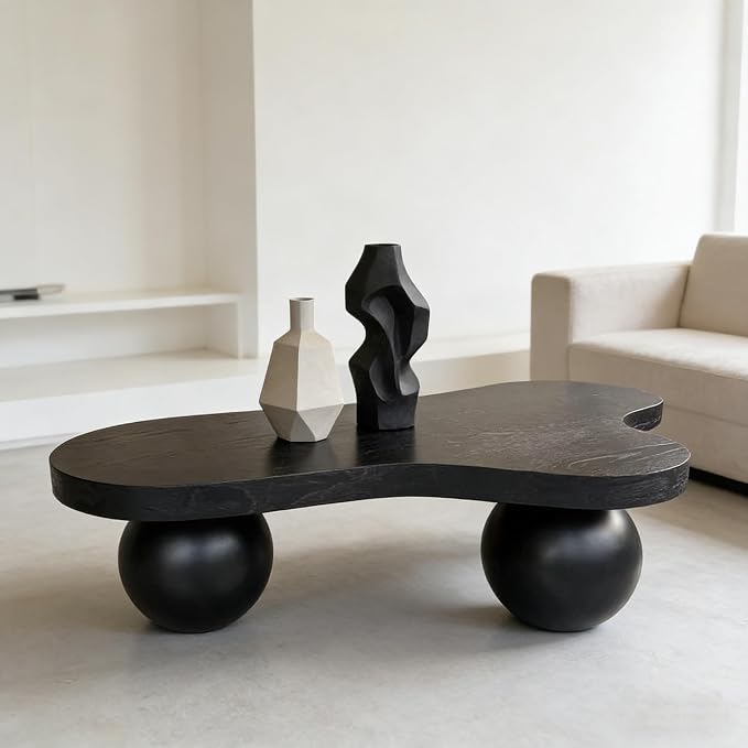46" Cloud Coffee Table with 3 Ball Legs, Modern Irregular Center Table - Image 9