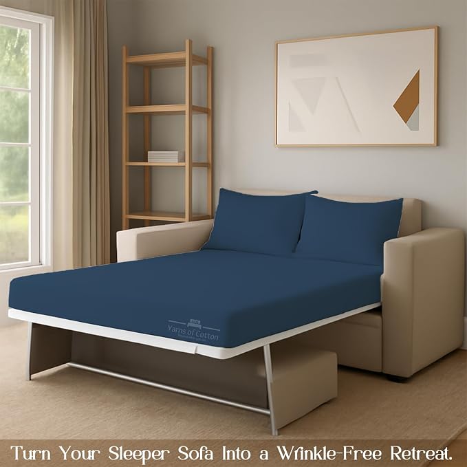 Sleeper Sofa Bed Sheet, 100% Cotton 400 Thread Count, 4 Piece Set, Deep Pocket - Image 7
