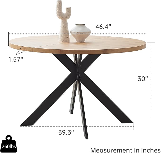 Zerifevni 46.4" Round Dining Table Set, Mid Century Modern Round Dining Table - Image 7