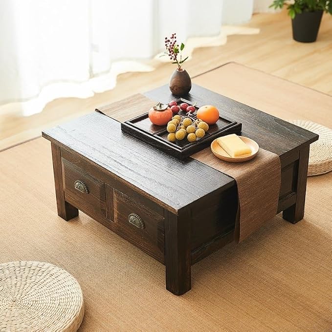 LUNIZ Nightstand Sofa Table Old Chinese Style Dining Table Wooden Storage - Image 5