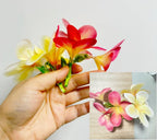 10pcs Yellow Artificial Flowers Fake Plumeria with Stems, Silk Flower - Image 3