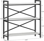 Homeiju 3 Tier Bookshelf 31.49" Width, Wood and Metal Etagere Bookcase - Image 3