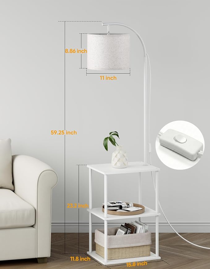 PARTPHONER Floor Lamp with Table, Night Stand with Lamp, Narrow Side Table with - Image 4