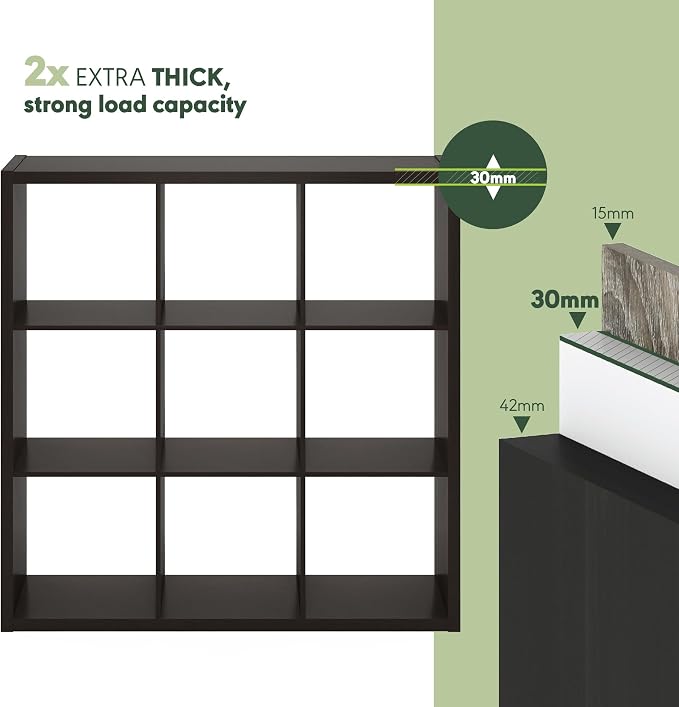 Furinno CUBICLE Book Shelf, 9-Cube Bookshelf, Extra Thick Frame Reversible - Image 8