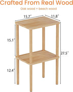 Solid Wood Side Table, 2-Tier Tall End Table - Image 3