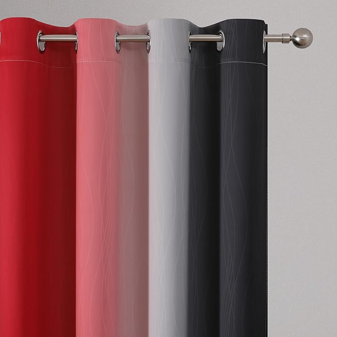 Red and Black Ombre Blackout Curtains - Image 4