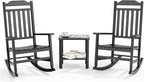3 Piece Outdoor Rocking Bistro Set, Rocking Chairs Outdoor Furniture, Resin by GYMHILL