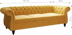 Chesterfield 3 Seater Sofa, Modern Velvet Tufted Couch 3 Seater - Image 2