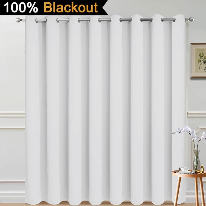 Yakamok Greyish White Blackout Patio Door Curtain Panels W100 x L84, 1 Panel | - Image 2