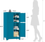 YAUWOH Blue Bathroom Floor Cabinet, Metal Storage Cabinet - Image 3
