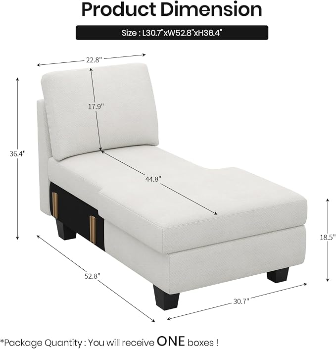Belffin Sectional Storage Chaise Module - Image 3
