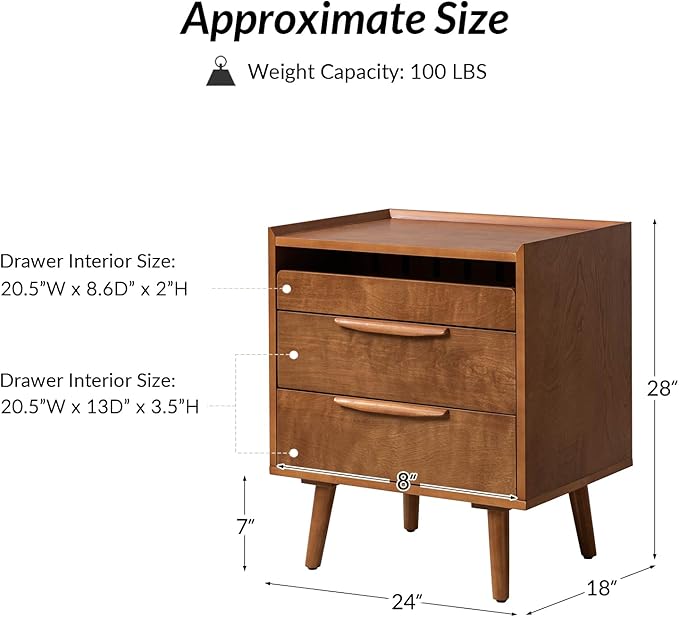 HULALA HOME 2 Drawer End Table - Image 2