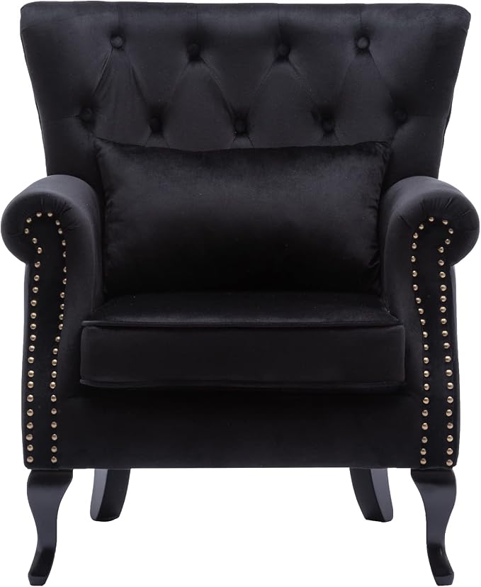 Mid Century Accent Chair Modern Button Tufted Armchair Club Chair Velvet by DMFurniture