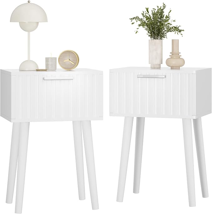 YMYNY Fluted Nightstand Set of 2, Small End Table, Modern Coffee Table by High-qualityhomefurnishing