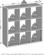 Furinno Simple Cube Storage Organizer, 9-Cube Display Shelf, Open Back Shelving - Image 3
