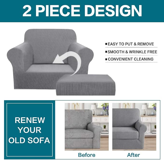 Turquoize 2 Piece Chair Covers Chair Slipcovers - Image 4