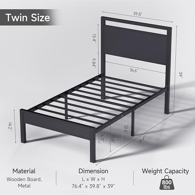 Z-hom Twin Metal Bed Frame - Image 2