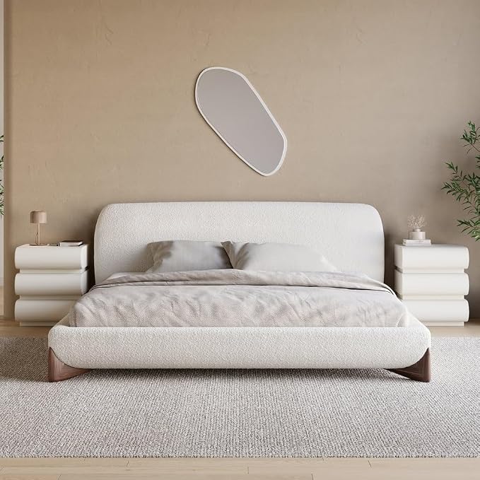 homary 3 Pieces Bedroom Sets, King Size Upholstered Bed by Homary