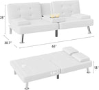 Flamaker Futon Sofa Bed Modern Folding Futon Set PU Leather Convertible - Image 3