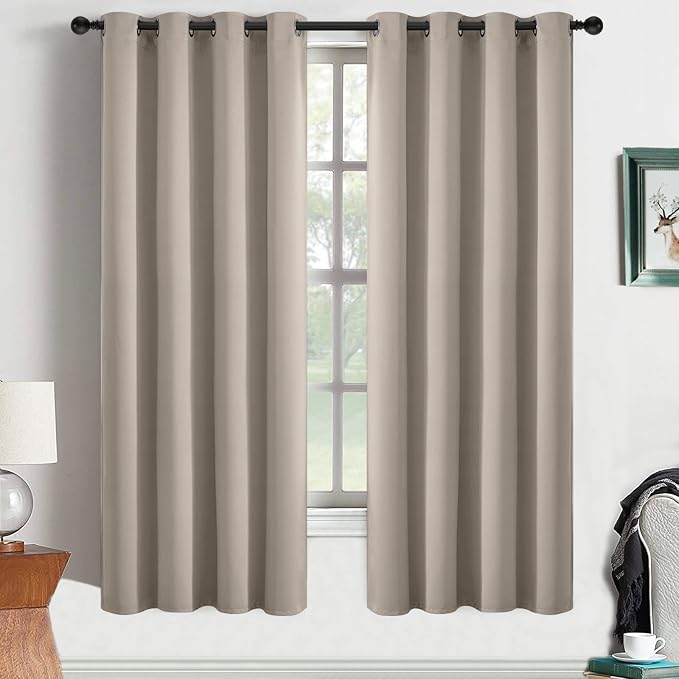 Yakamok Room Darkening Curtains 52x63 inch Length Natural-Living Room | 2 panels by Yakamok