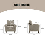 Mid-Century Accent Chairs Set of 2, Modern Linen Fabric Armchair - Image 2