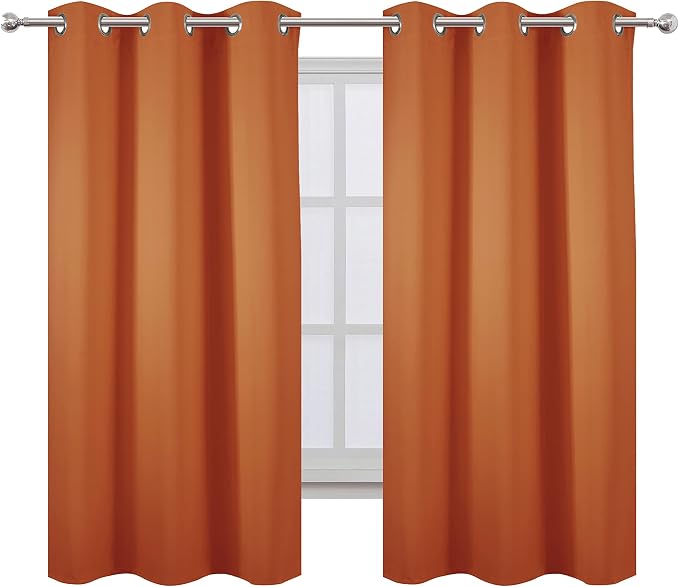 Orange Blackout Curtains 42 x 63 Inch Length/Set of 2 Curtain Panels/Thermal - Image 2