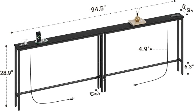ELYKEN 94.5" Narrow Console Sofa Table - Image 3