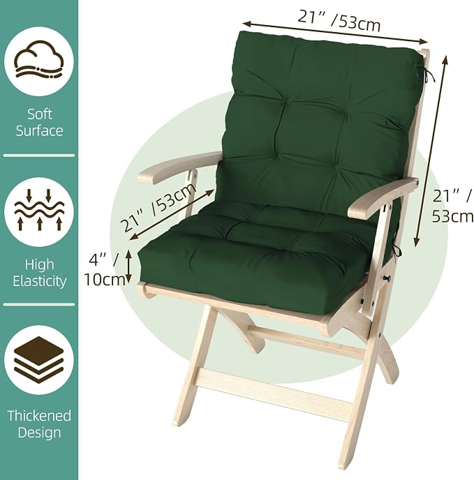 Outdoor Chair Cushions Set of 2, High Back Soft Seat Pad - Image 9