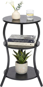 Vintage Small Round Side Table, 3-Tier Slim Waist Circular End Table by YEAKOO