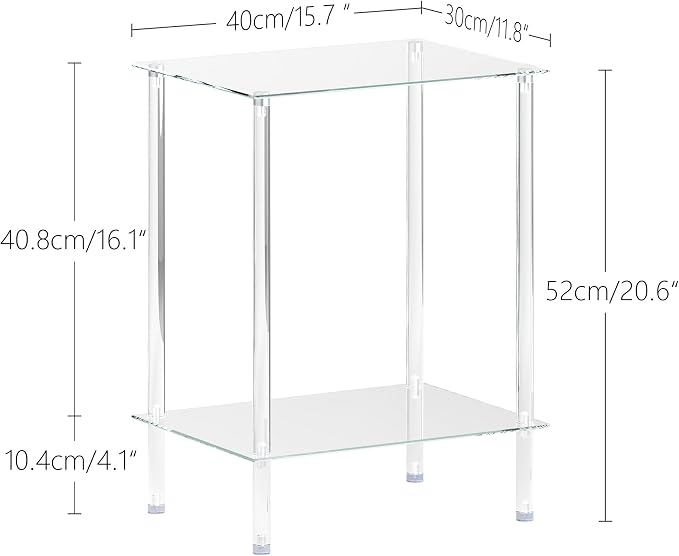 Tempered Glass Side Tables Set of 2 Acrylic End Table - Image 3