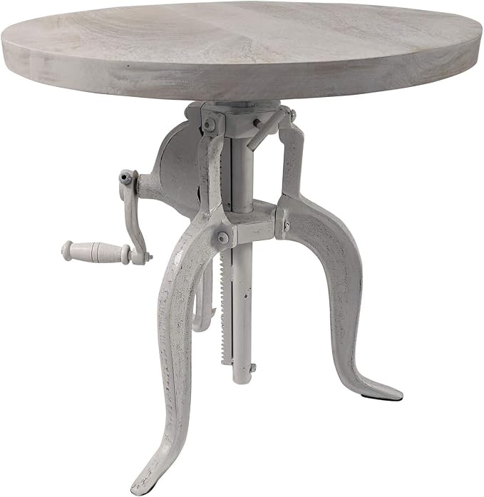 Carolina Chair & Table Adjustable Hand Crank 18" Wooden Top Rustic Side Table - Image 5