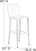 Flash Furniture Gael Commercial Grade 2 Pack 30" High White Metal - Image 3