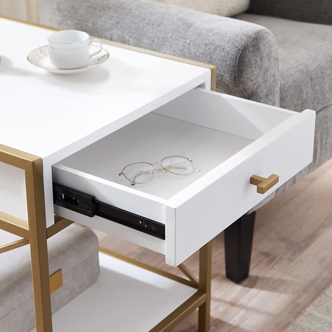 Leick Home 9206-WTGL Claudette Mixed Metal and Wood Drawer End Table - Image 7