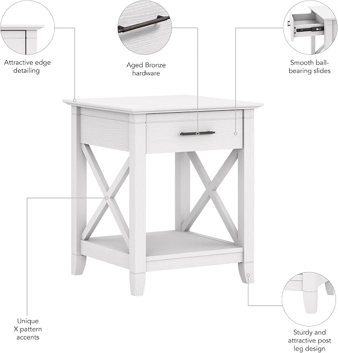 Bush Home End Table with Drawer, Nightstand with Storage, Living Room and - Image 8
