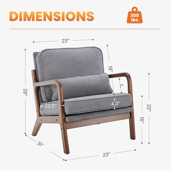 DUMOS Accent Chairs Set of 2, Mid Century Modern Chair - Image 2
