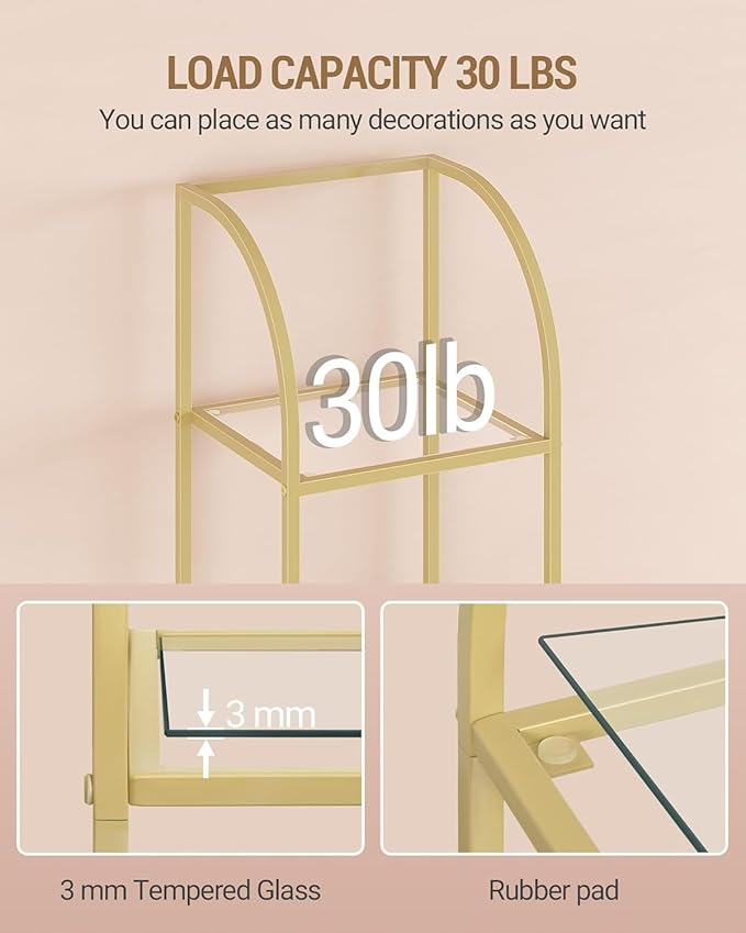 Hzuaneri Bookcase Bookshelf, Tempered Glass Arched Bookshelf - Image 4