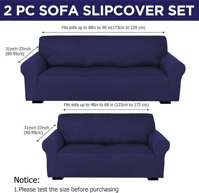 Peryiter 2 Pcs Sofa Covers Couch and Loveseat Covers Set Stretch Sofa Slipcover - Image 2