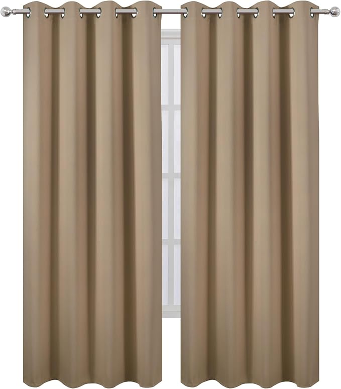 Blackout Curtains 66 x 84 inch/Natural Curtains Set of 2 Panels/Thermal - Image 2