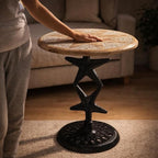 Side Tables-Hand Carved Vintage Boho Folding End Tables - Image 9