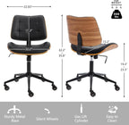 Home Office Desk Chair with Wheels, Adjustable Height Armless Office Chair - Image 2