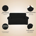 Easy-Going Stretch 4 Seater Oversized Sofa Couch Cover Black | 1-Piece Extra - Image 4