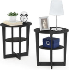 Furinno JAYA Side Table Set of 2, 2-Tier Round Modern End Table by Furinno-FitsYourSpaceFitsYourBudget