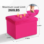 LINMAGCO Storage Ottoman Folding Foot Stool Velvet Foot Rest - Image 3