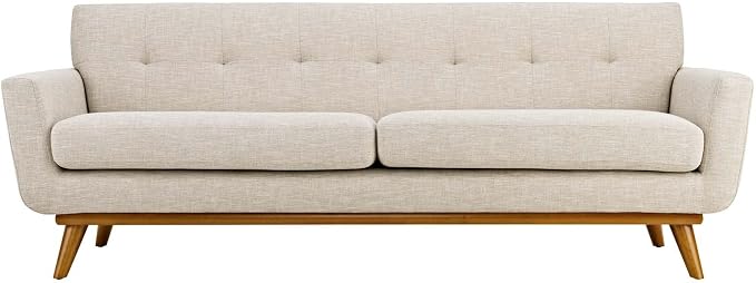 Modway Engage Mid-Century Modern Upholstered Fabric Sofa in Beige by Modway