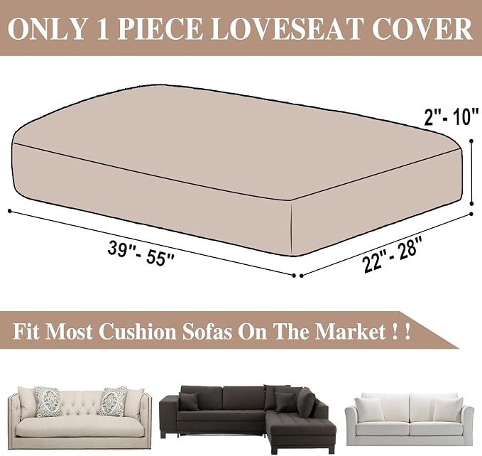 LA MEACK Couch Cushion Cover Loveseat Cover or 2 Seat Sofa Cover Washable - Image 6